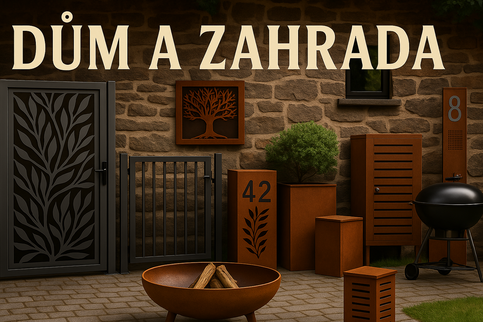 Dům a zahrada – kovové brány, branky, DL PANELS, grily, ohniště a doplňky